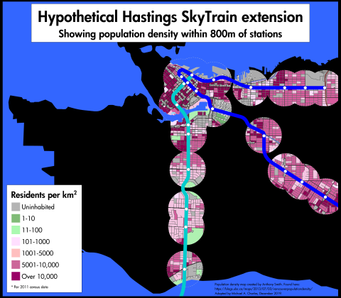 skytrain hastings extension population density
